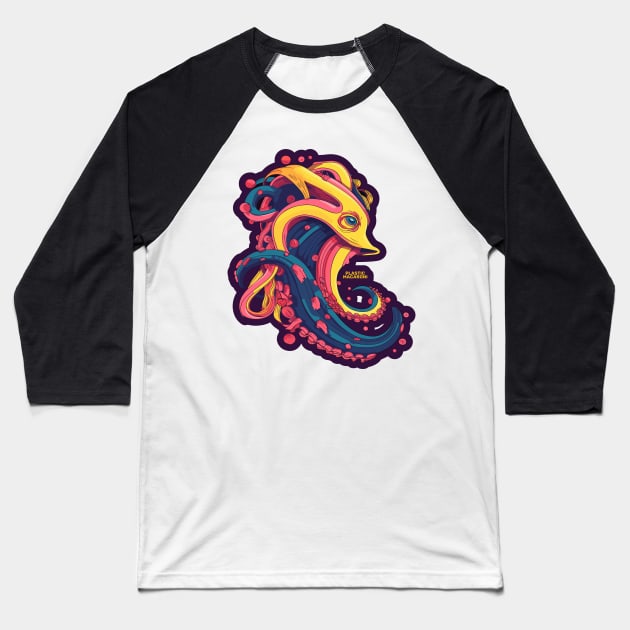 Plastic Macaroni Boho Trippy Hippy Calamari Star Baseball T-Shirt by BoobRoss